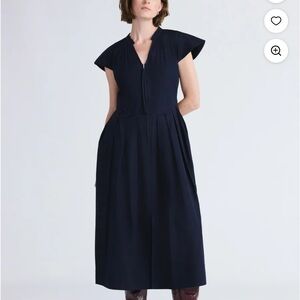 NWT Free Assembly Navy Zip Front Cotton Midi Dress Size 4-6